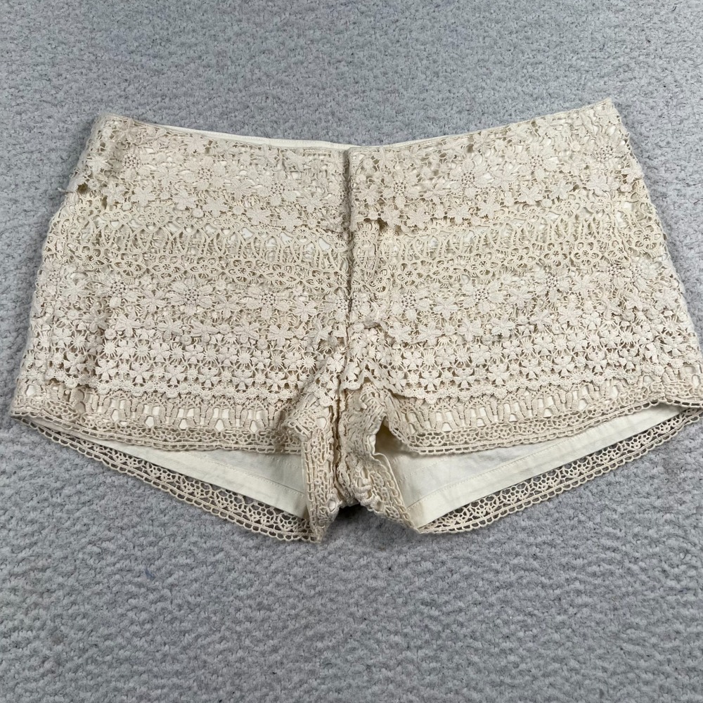 Denim & Supply Ralph Lauren Shorts Women 29 *32 Crochet Floral Lace Bummer Cream - Picture 3 of 8